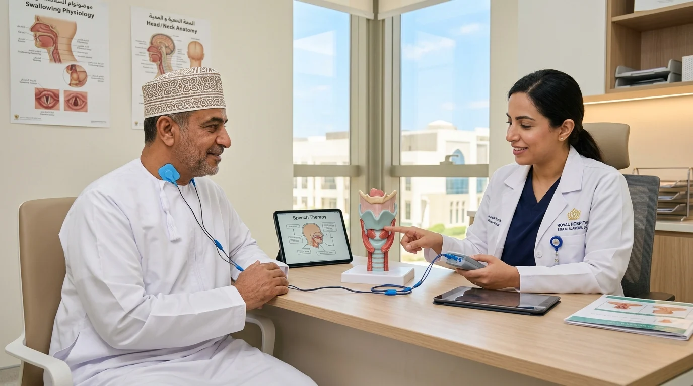 تدريب البلع وما قبل النطق (مدعوم بجهاز VitalStim)